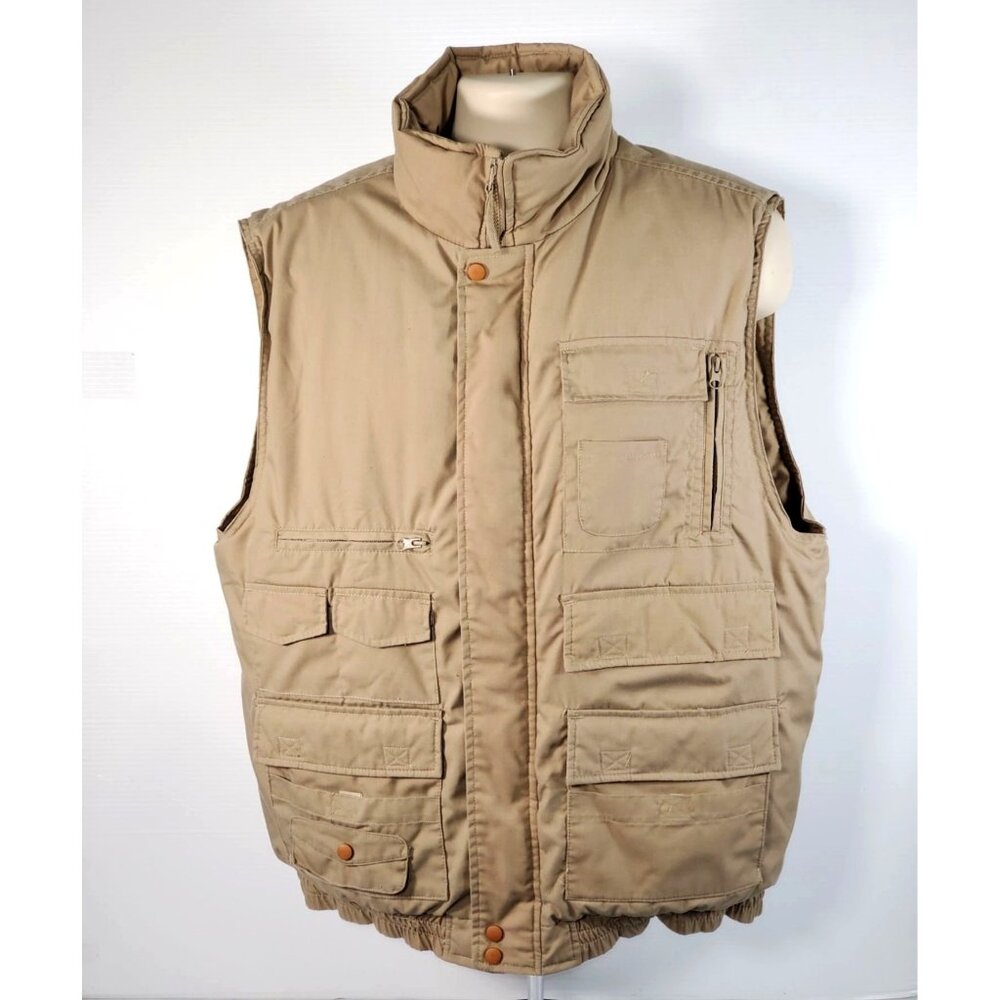 Stag Hill By Haband Men's Beige Insulated Fleece Hunting Hiking Vest Sz L 1571